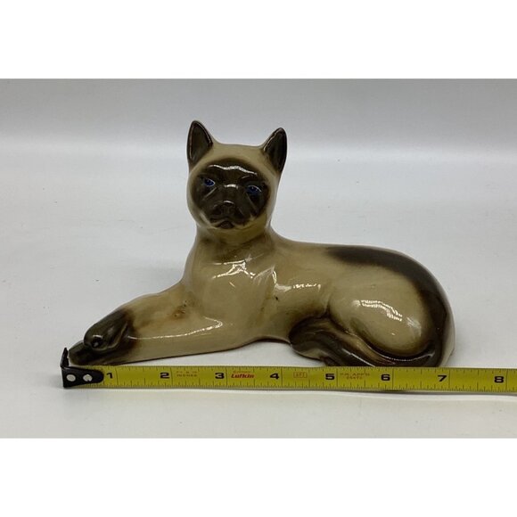 Vintage Siamese Cat Figurine Hand-Painted Ceramic 7" Brazil Collectible Home Dec - Picture 7 of 7